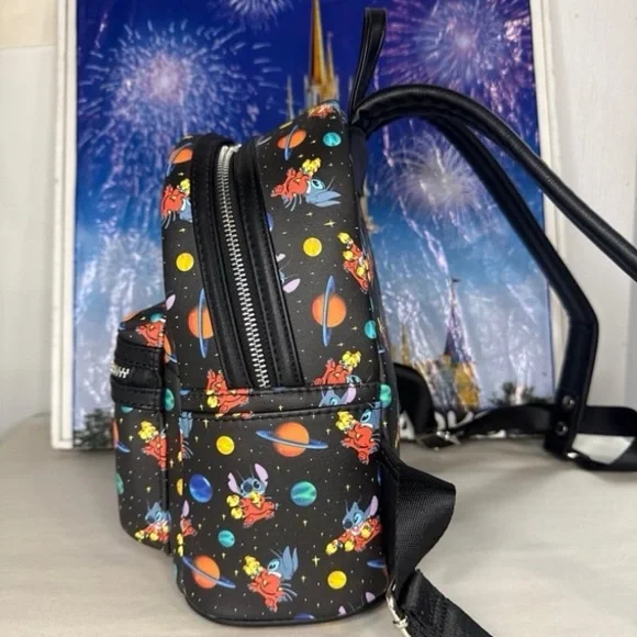 Disney Loungefly Lilo & stitch outer space planets spaceship mini backpack
